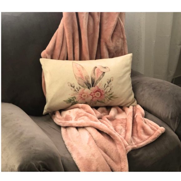Easter Decorative Throw Pillow Cover Cottage Bunny Spring Decor Accent Case 20" - Picture 5 of 5